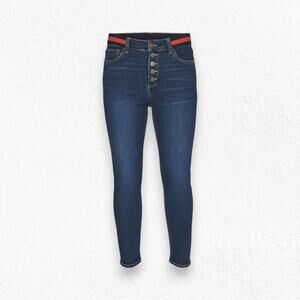CAbi Dark Wash High Waisted Button Fly Stretch Simone Skinny Jeans Size 6